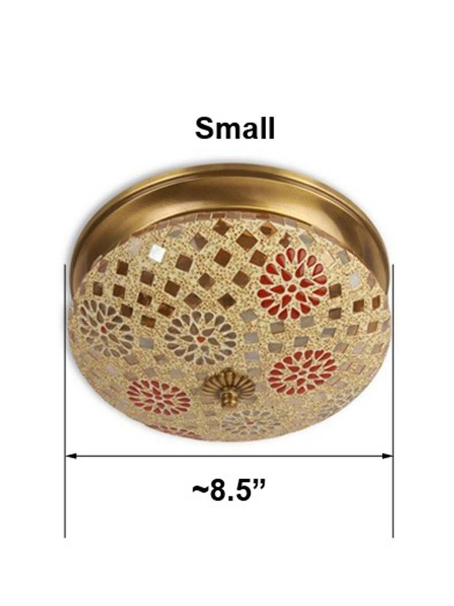 Fos Lighting 'Tilak Mosaic' Antique Gold Brass Hand-Painted Ceiling Lamp - Set of 1