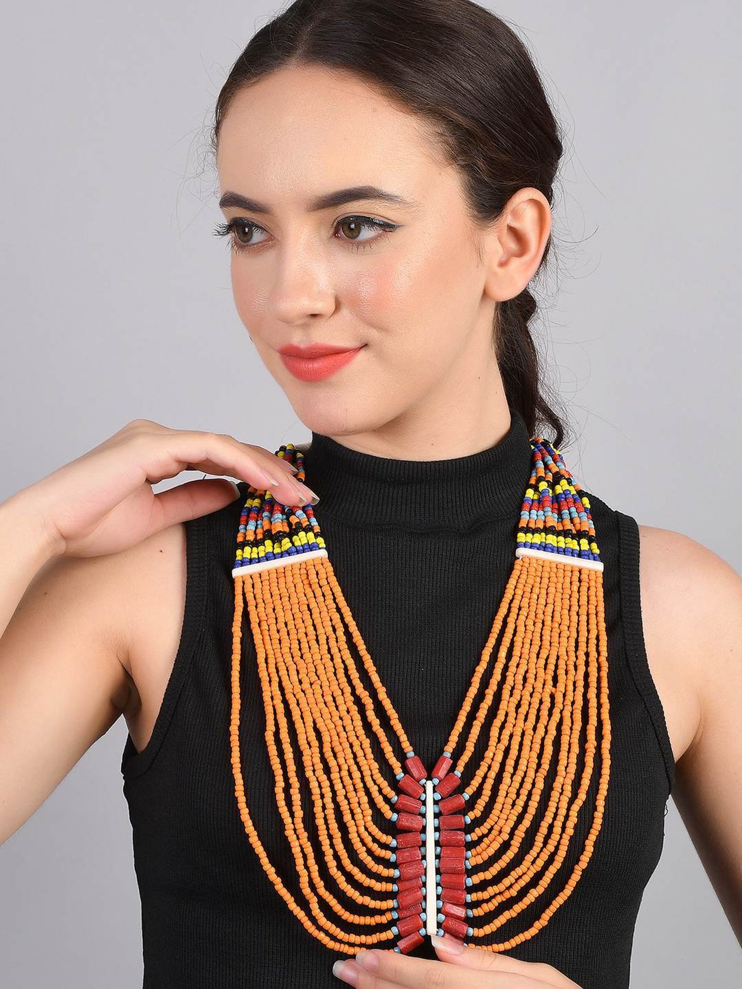 Imli Street Multicolor Vintage Naga Beaded Tribal Necklace