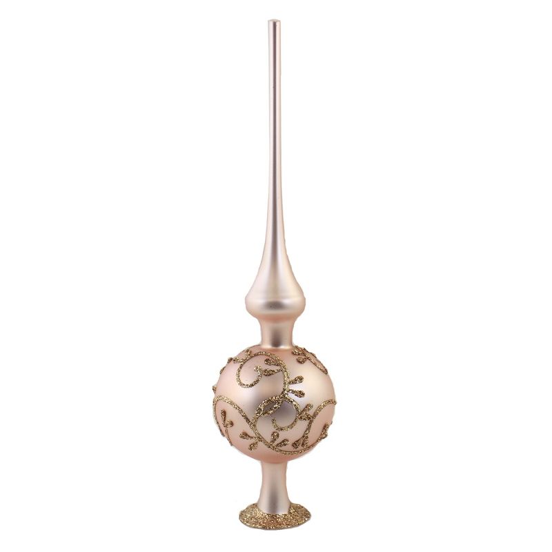 Inge Glas 11.5" Happy Dots Red Matte Finial Tree Topper Christmas  -  Tree Toppers