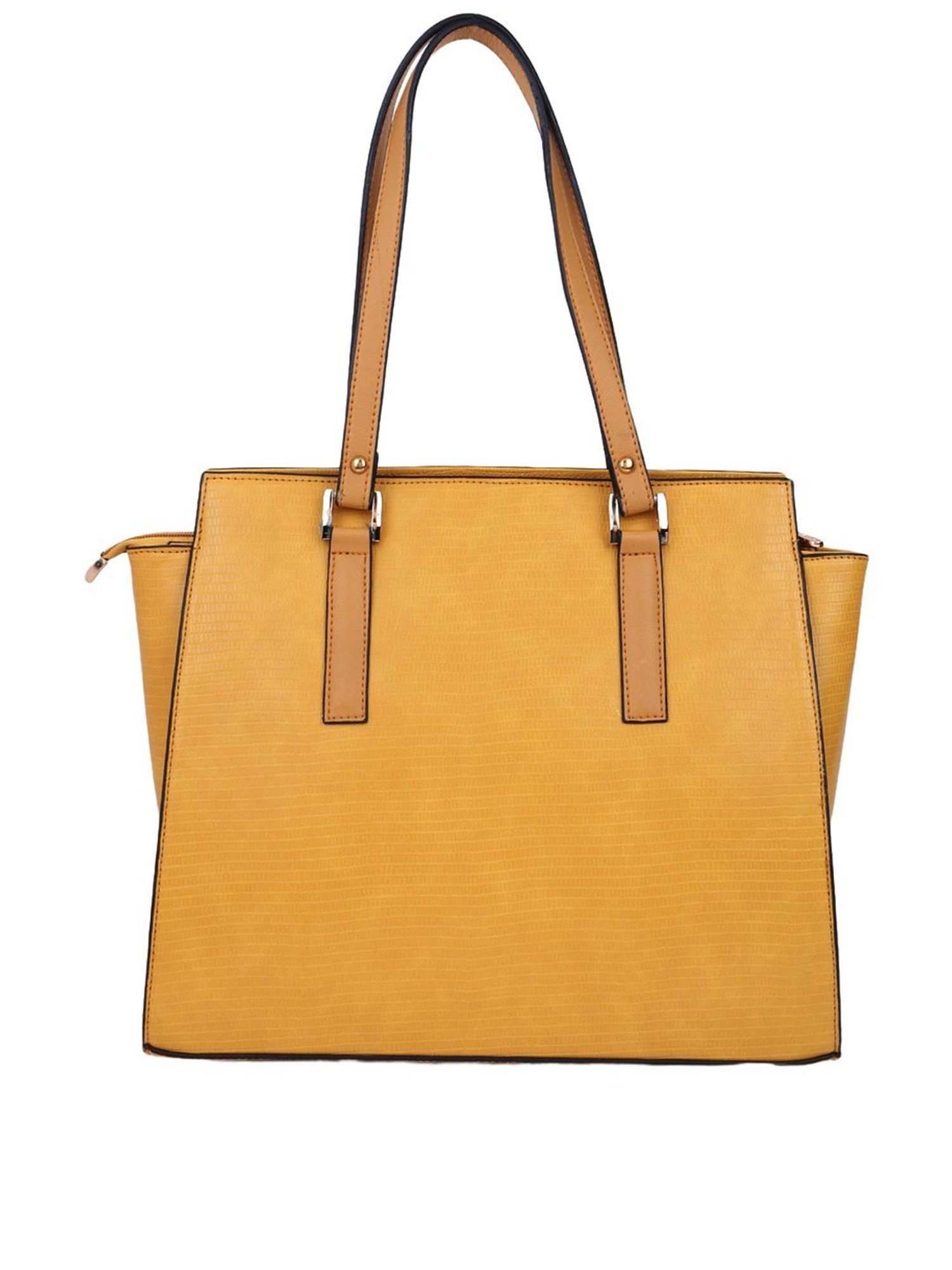 Carlton London Yellow Textured Large Shoulder Handbag