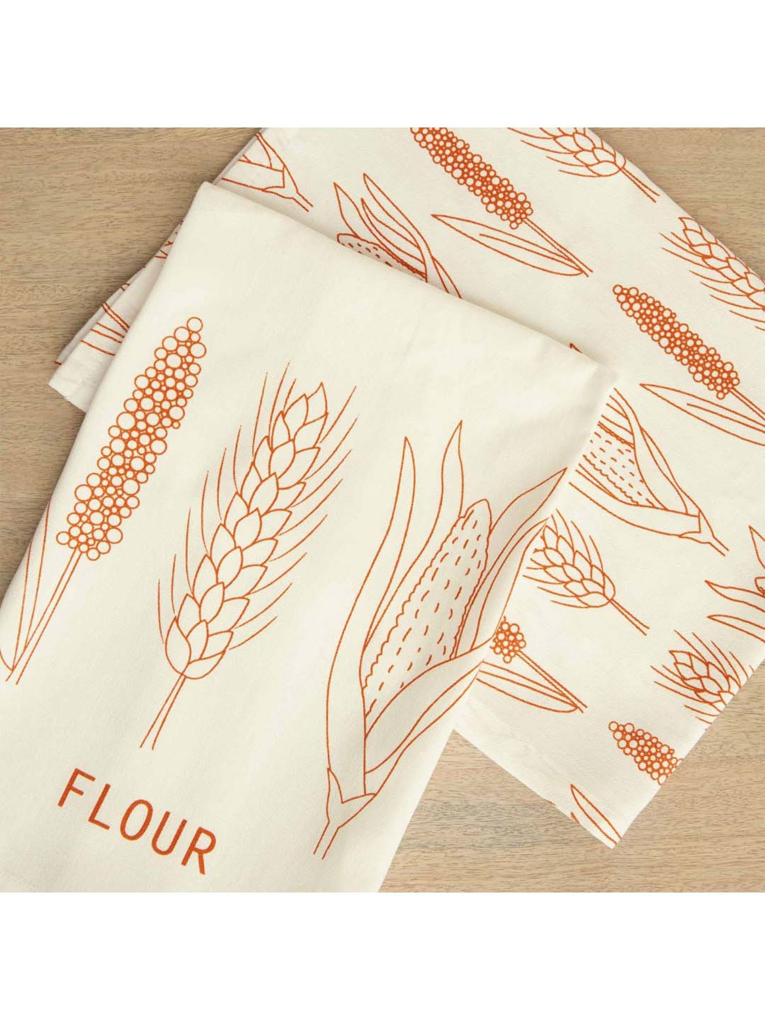 ellementry White & Orange 100 % Cotton Terracotta Dish Towel - Set of 2