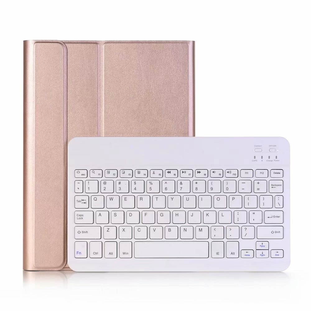 BT3.0 Wireless Keyboard Case iPad Protective Case Detachable Keyboard Case for iPad 10.2(2019) (Rose