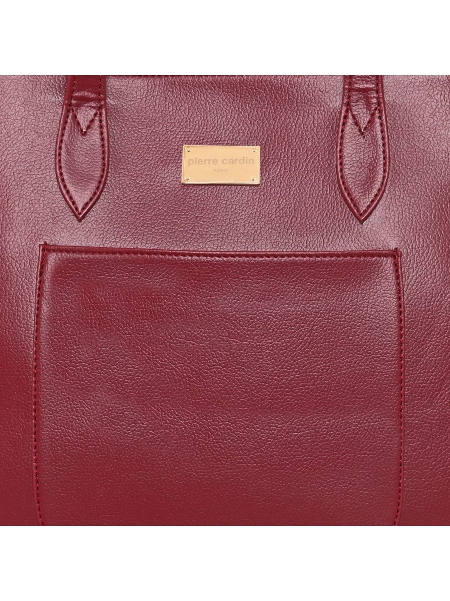 Pierre Cardin Burgundy Solid Tote Handbag