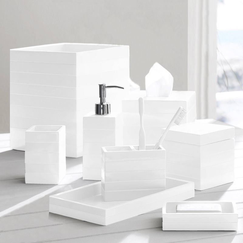 Lacquer Stripe Tissue Holder White - Cassadecor