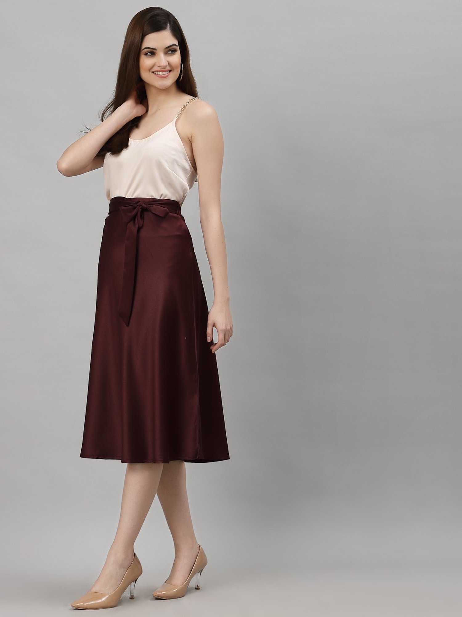 NEUDIS Cream Round Neck Spaghetti Top