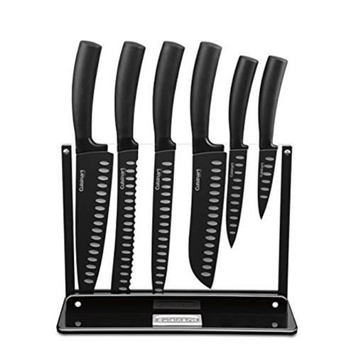 Cuisinart C77NS-7P 7-Piece Nonstick Cutlery Knife Set with Acrylic Stand, Black
