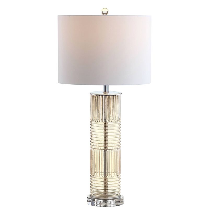 30" Glass/Crystal Genevieve Table Lamp (Includes LED Light Bulb) Beige - JONATHAN Y