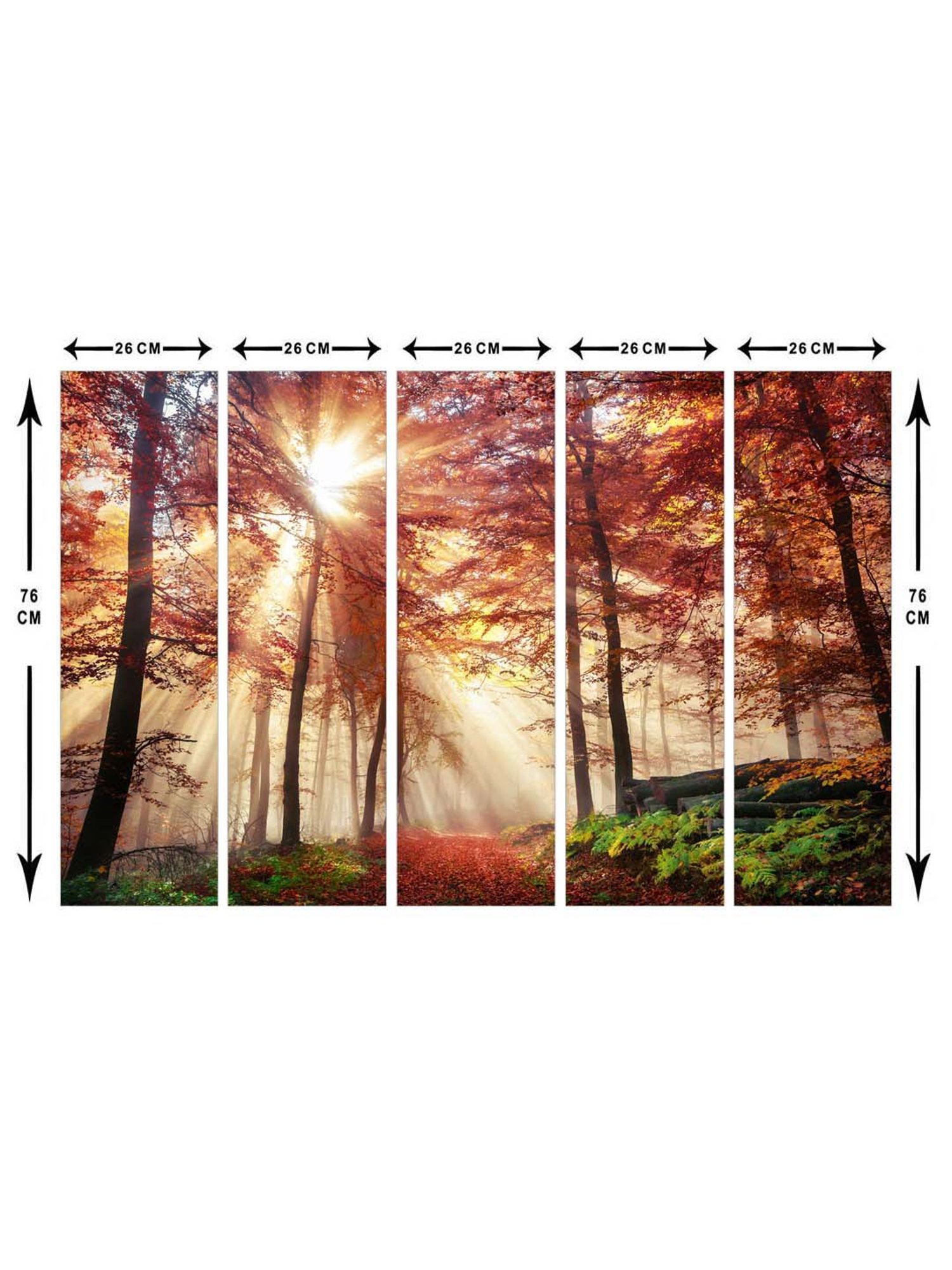 999Store Red Leaves Tree Forest Art 5 Frame MDF Paintings