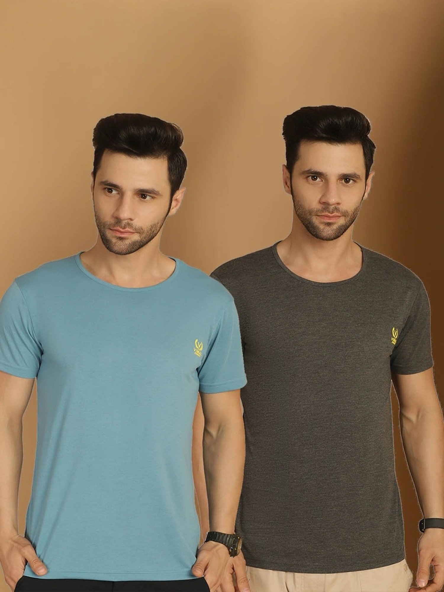 Vimal Jonney Brown & Blue Regular Fit T-Shirt