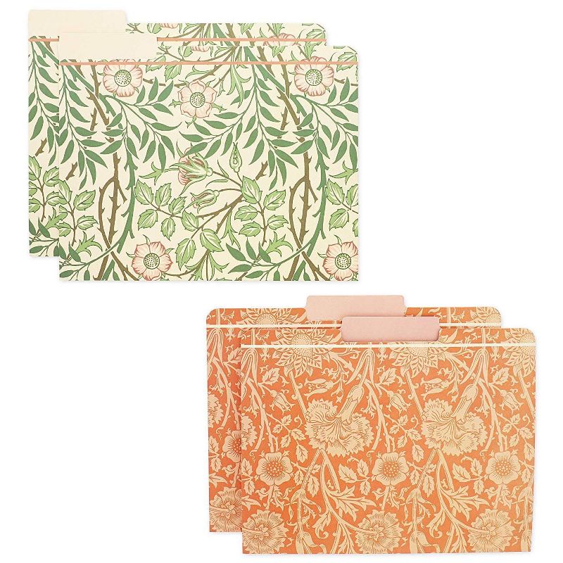 12pcs Paper Cardstock Decorative File Folders Letter Size, Artistic Design Inspired by William Morris Painting, Manilla Folders, File Receipt Document