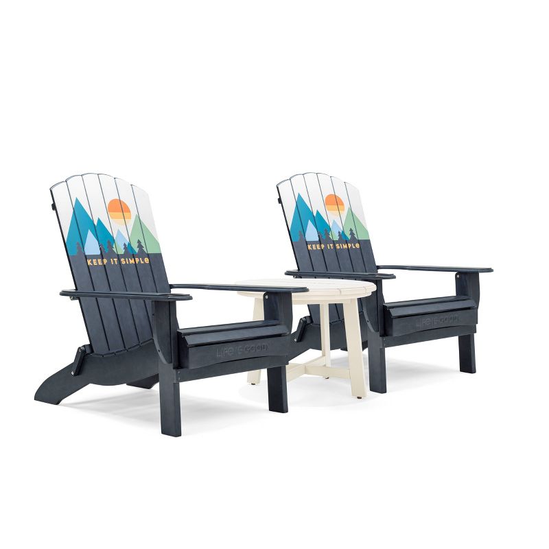 Adirondack 3pc Folding Chairs & Side Table Blue - Life is Good