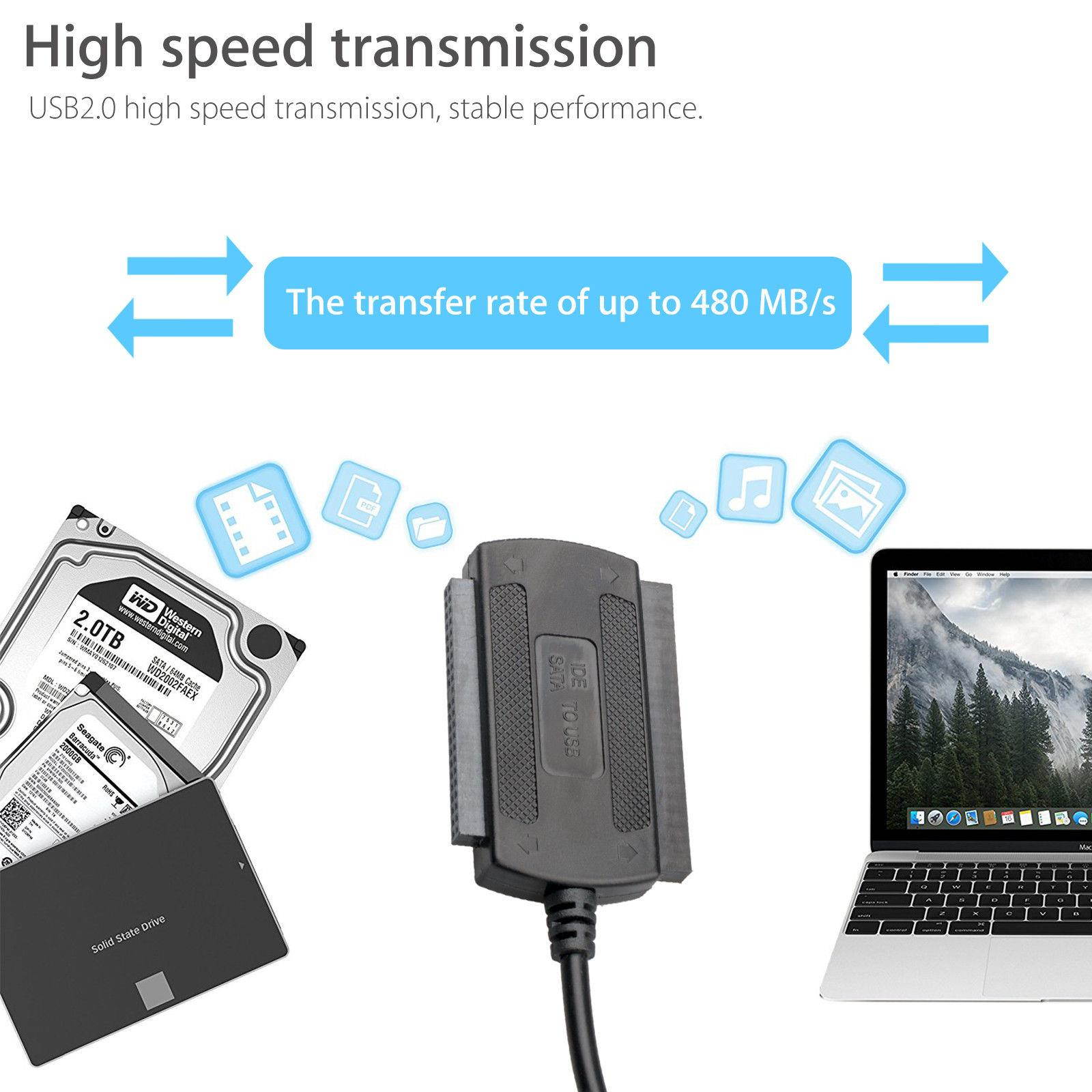 SATA/PATA/IDE to USB 2.0 Adapter Converter Cable for Hard Drive Disk 2.5" 3.5" New