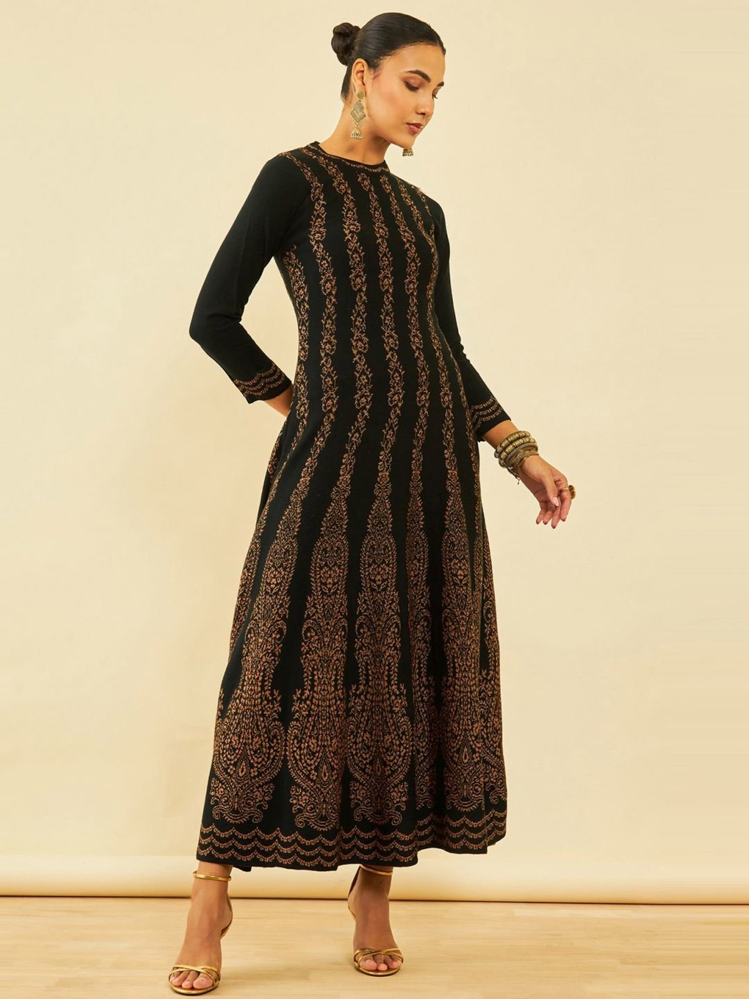 Saffron Threads Red Ethnic Dresses