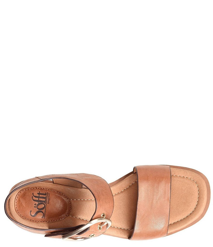 Sofft Greyston Leather Adjustable Buckle Wedge Sandals