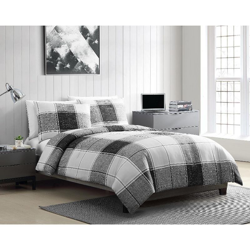 VCNY Home Brent Plaid Comforter Set - Grey 2 Piece Twin XL