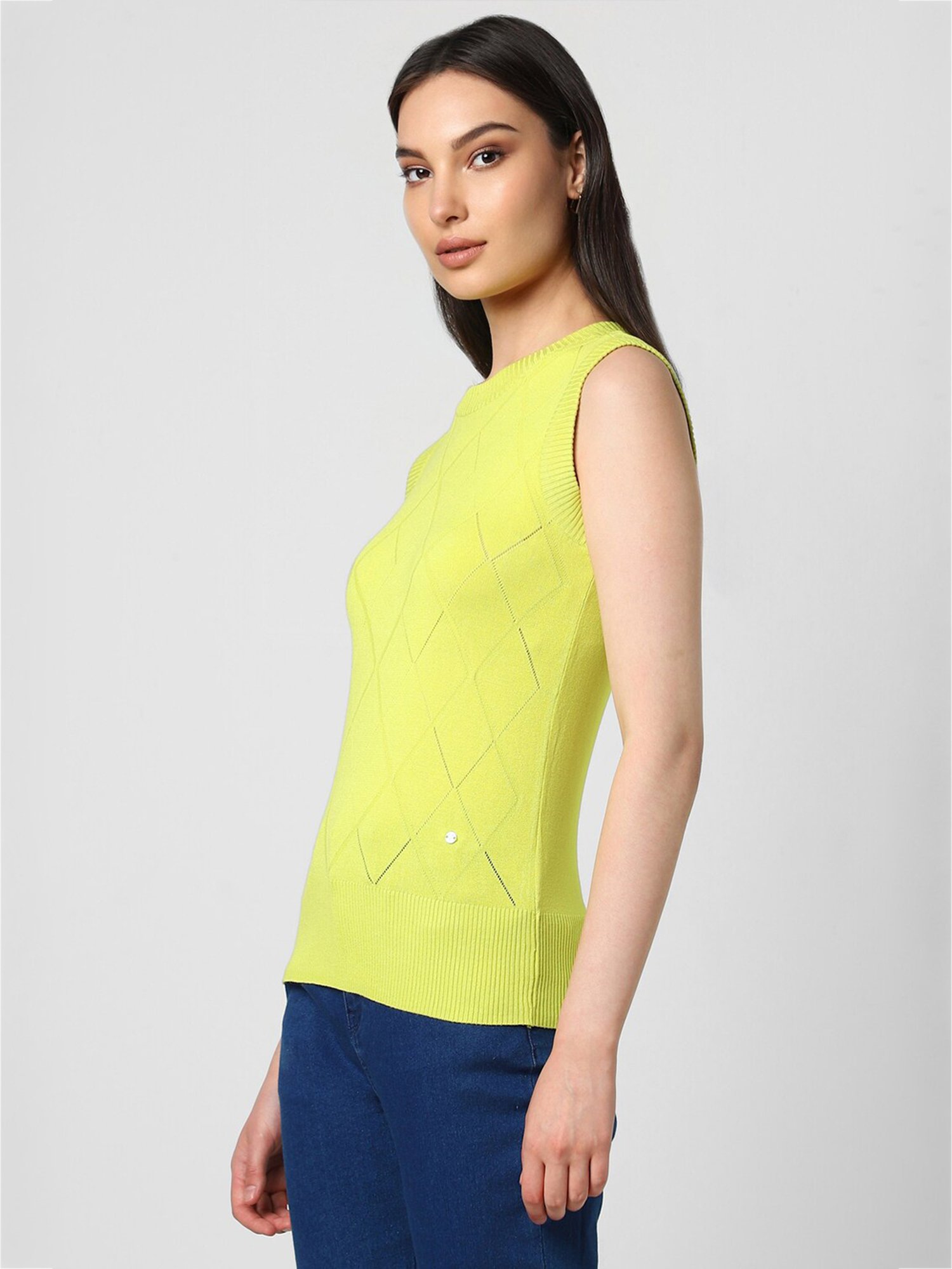 Van Heusen Yellow Self Design Top