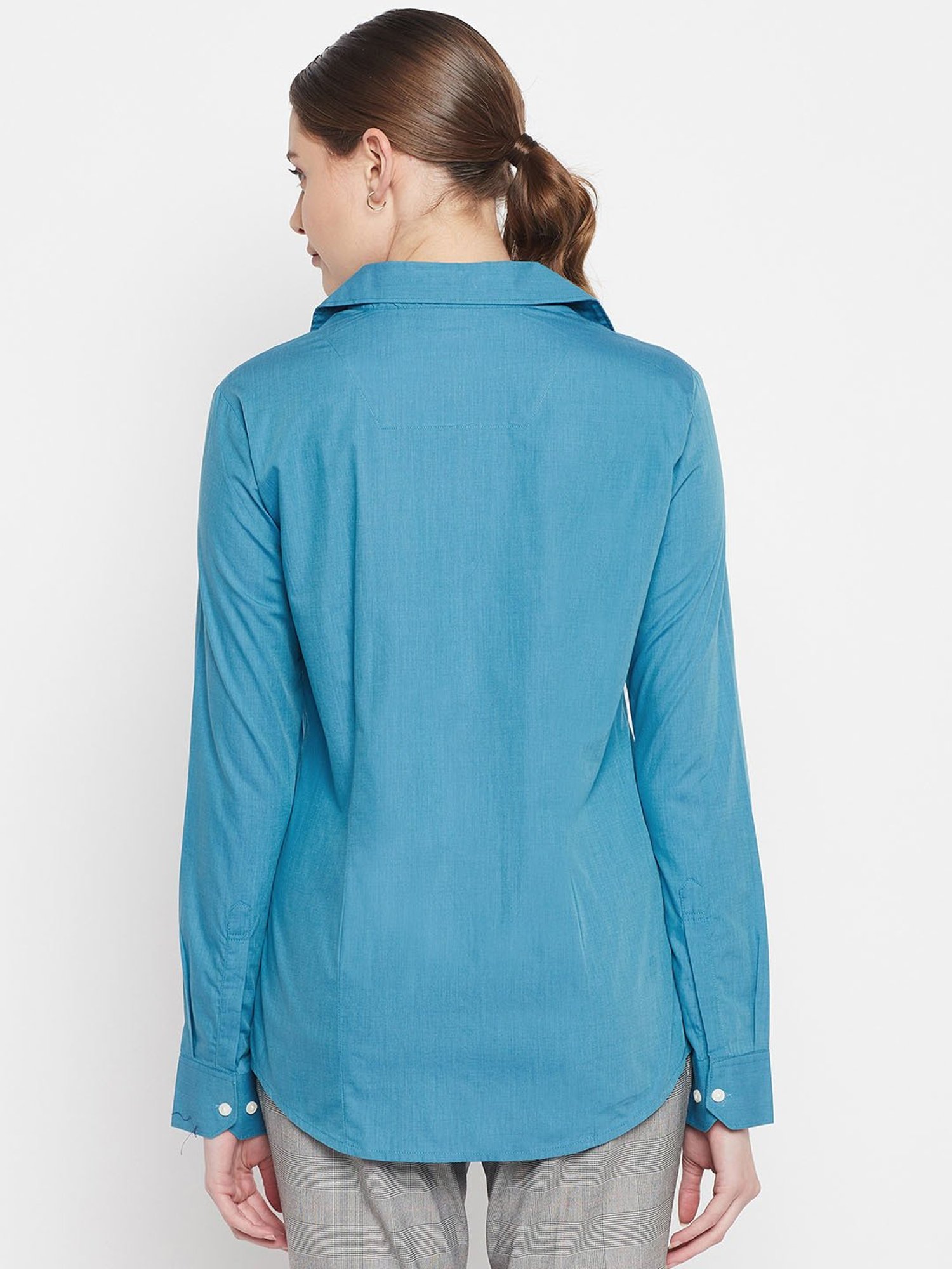 Crozo By Cantabil Dark Blue Cotton Shirt