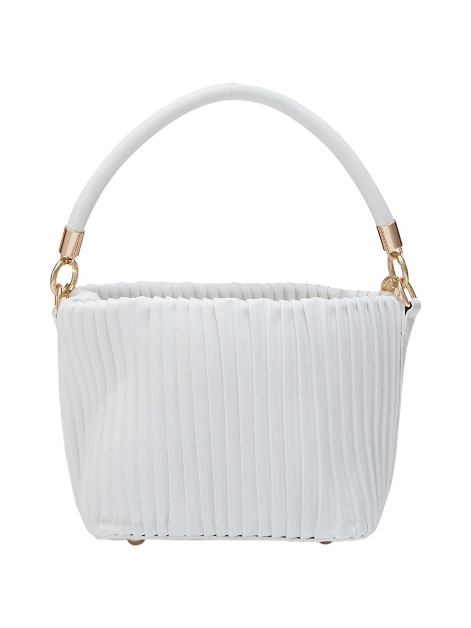 Globus White Textured Medium Handbag