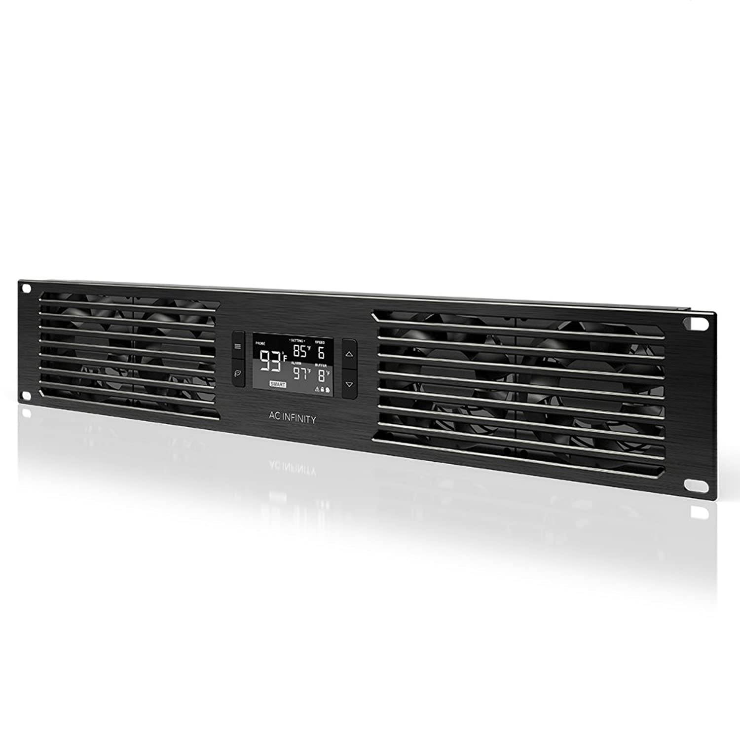 AC Infinity CLOUDPLATE T7-N, Rack Mount Fan Panel 2U, Intake Airflow, For Cooling AV, Home Theater, Network 19&rdquo; Racks