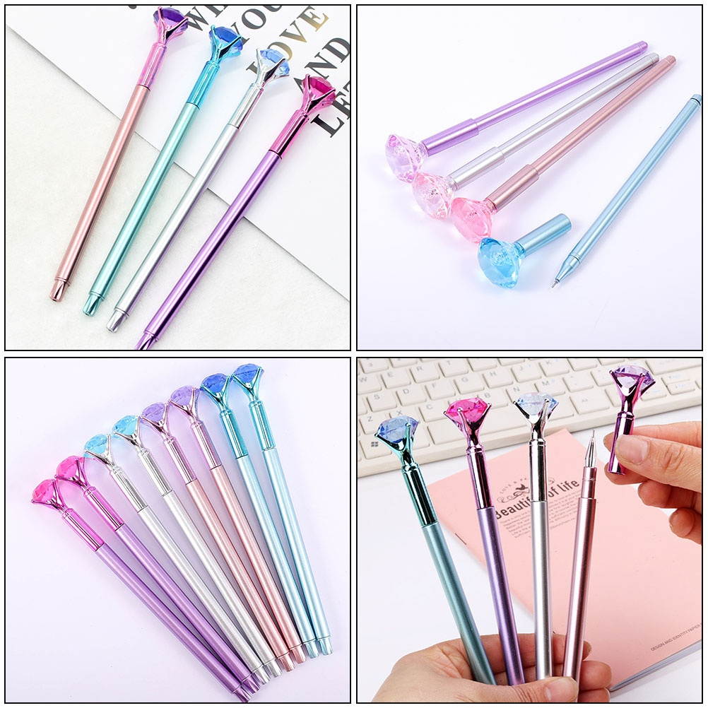 5pcs Black Refill Gel Pens Diamond Design Writing Pen Stationery Pen for Student