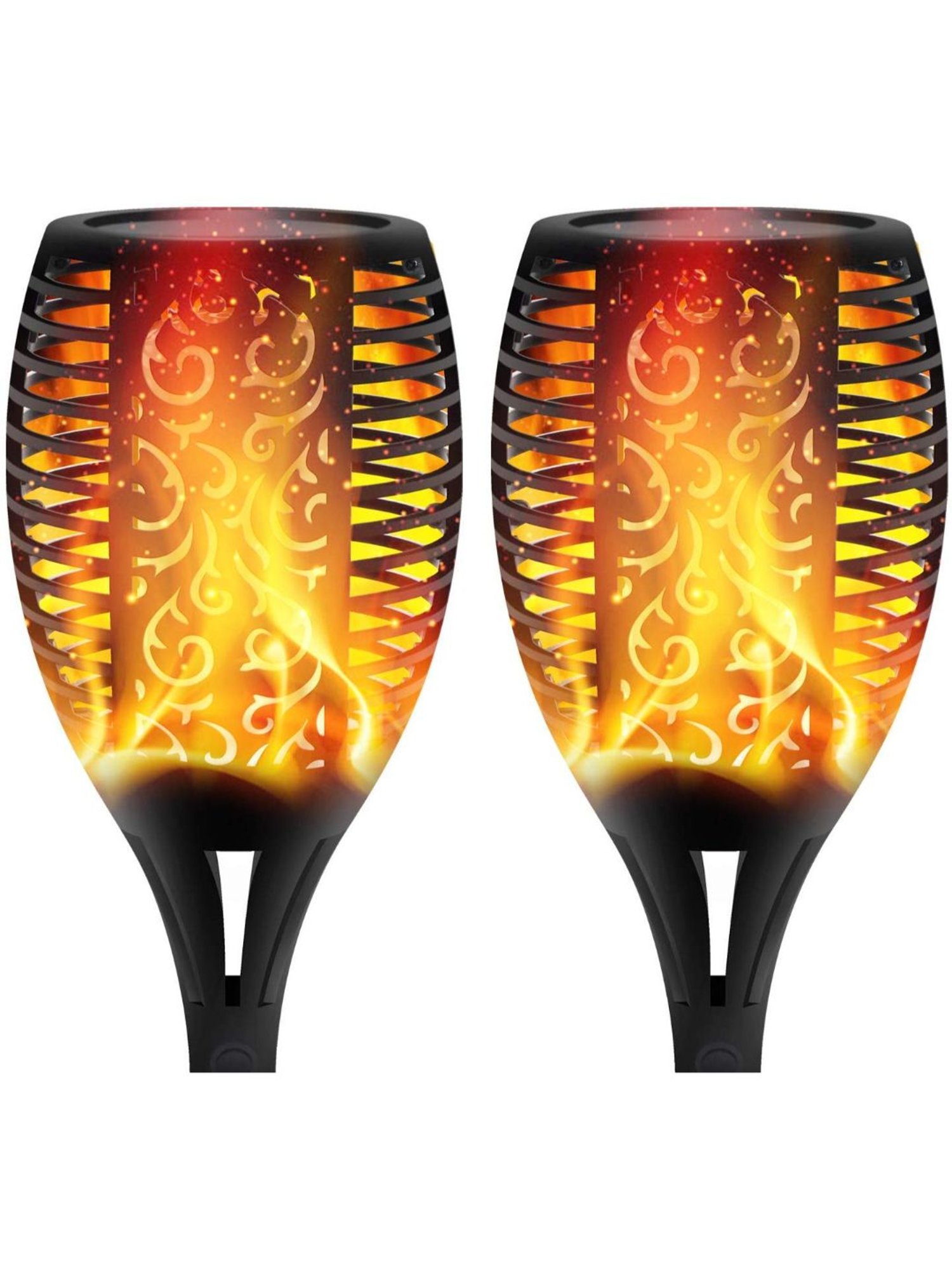 XERGY Solar Lights Dancing Fire Decoration Lighting (Pack of 2) (Black)