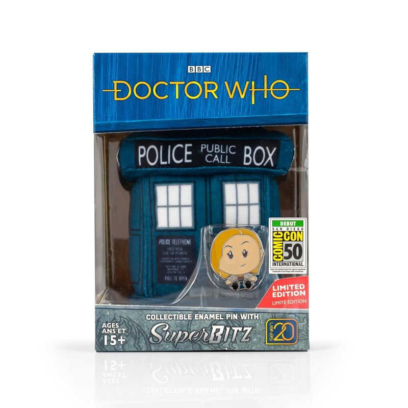 Seven20 Doctor Who 4.5-Inch Plush TARDIS and 13th Doctor Enamel Collector Pin