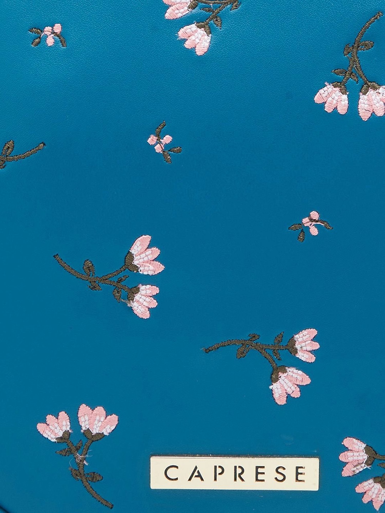 Caprese Dara Green Faux Leather Embroidered Sling Handbag