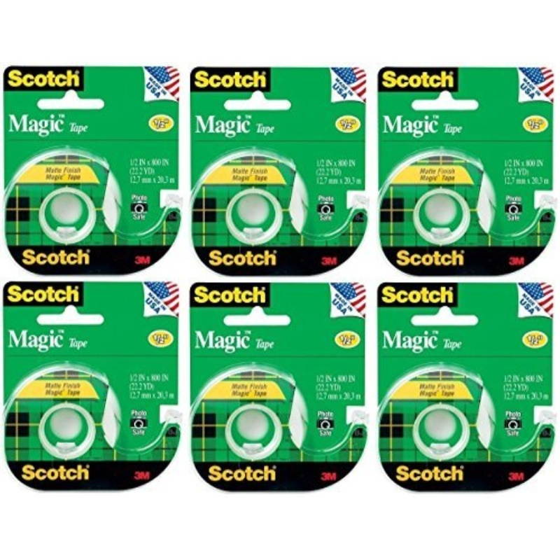 Scotch 3M 119 Magic Tape, 1/2 x 800 Inches Pack of 6 Rolls