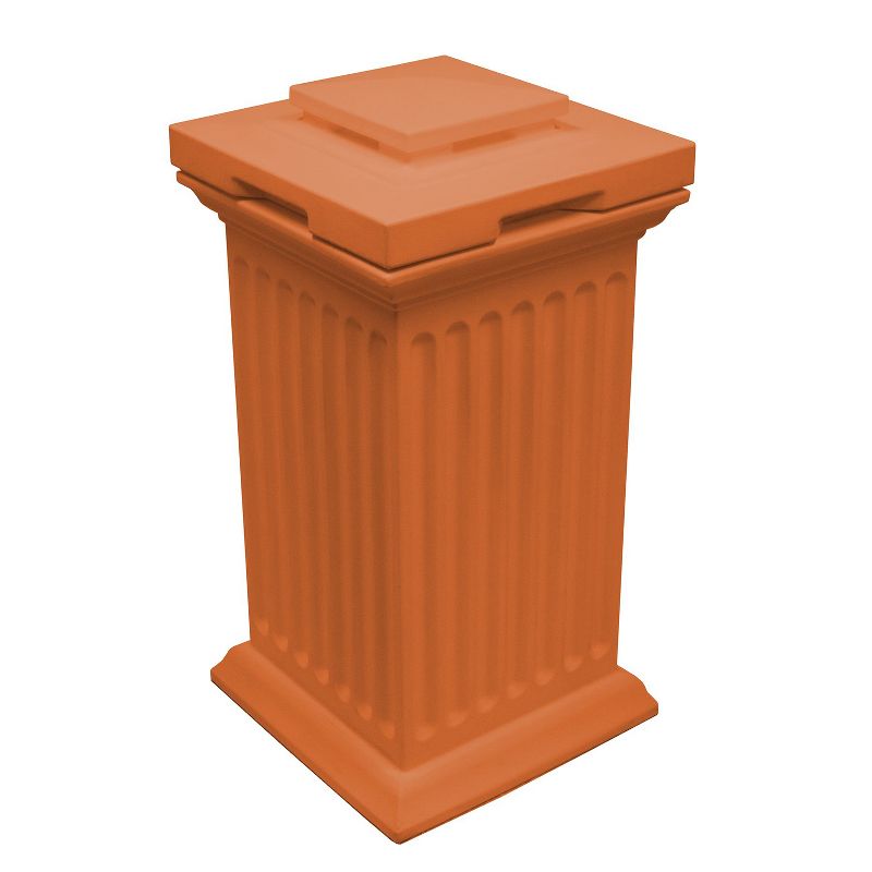 Good Ideas Savannah Outdoor Column 30 Gallon Decorative Storage Trash Waste Bin, Terra Cotta