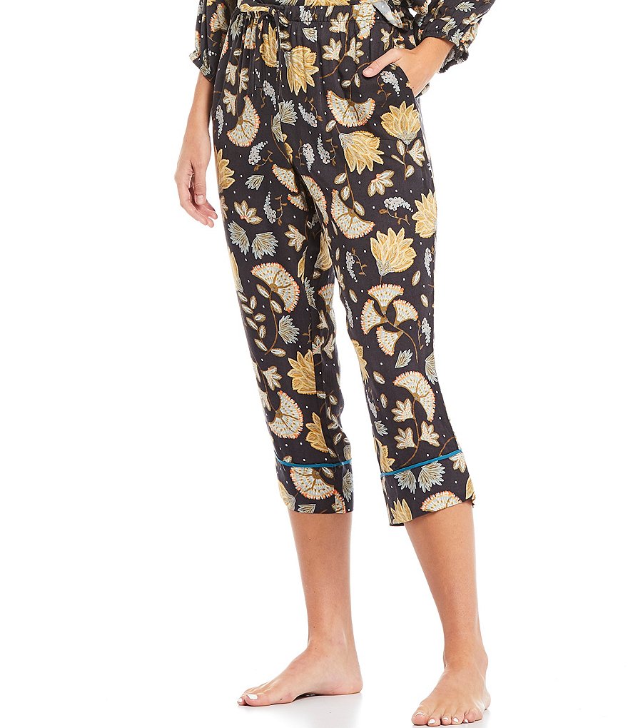 Refinery29 Floral Print Woven Cropped Coordinating Sleep Pants