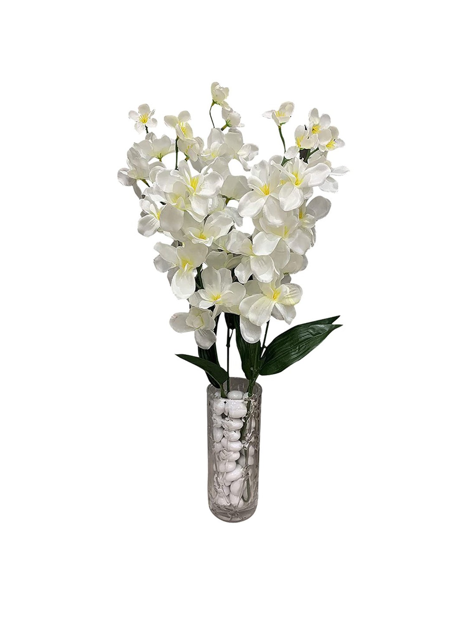 Amflix White Artificial Bonsai Orchid Flower Plant Without Pot