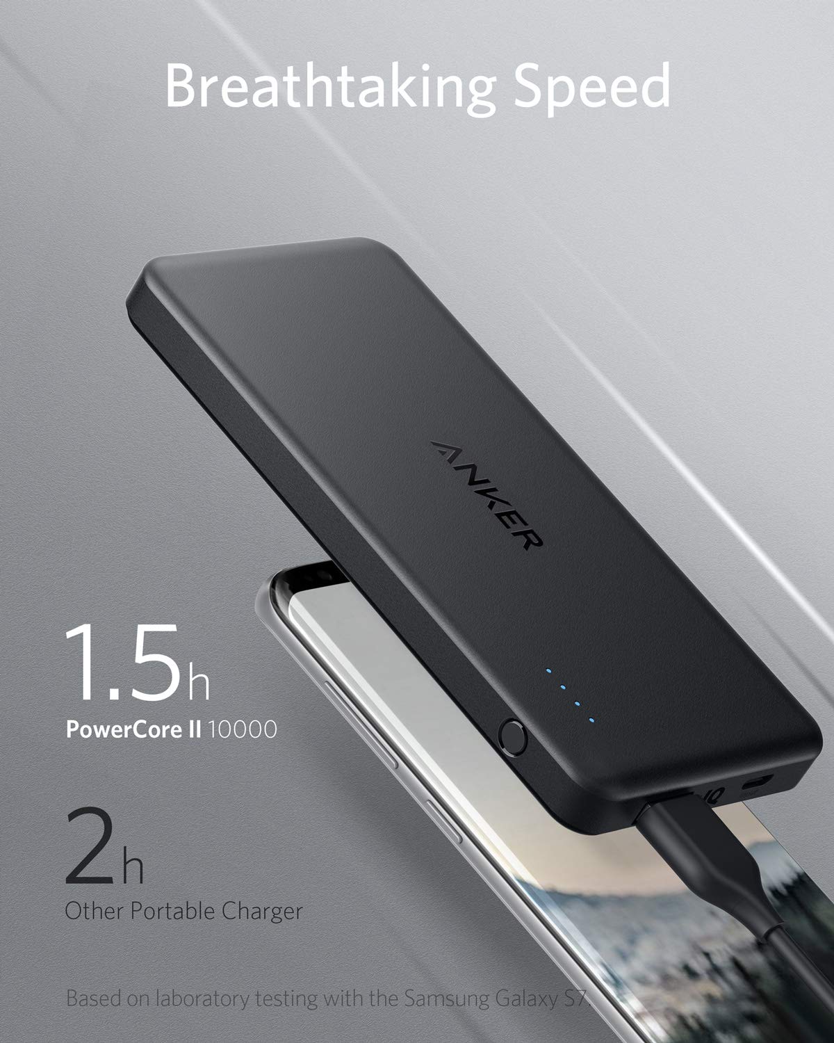 Anker PowerCore II Slim 10000 Ultra Slim Power Bank, Upgraded PowerIQ 2.0 (up to 18W Output) Portable Charger, Fast Charge for iPhone, Samsung Galaxy and More (Black)