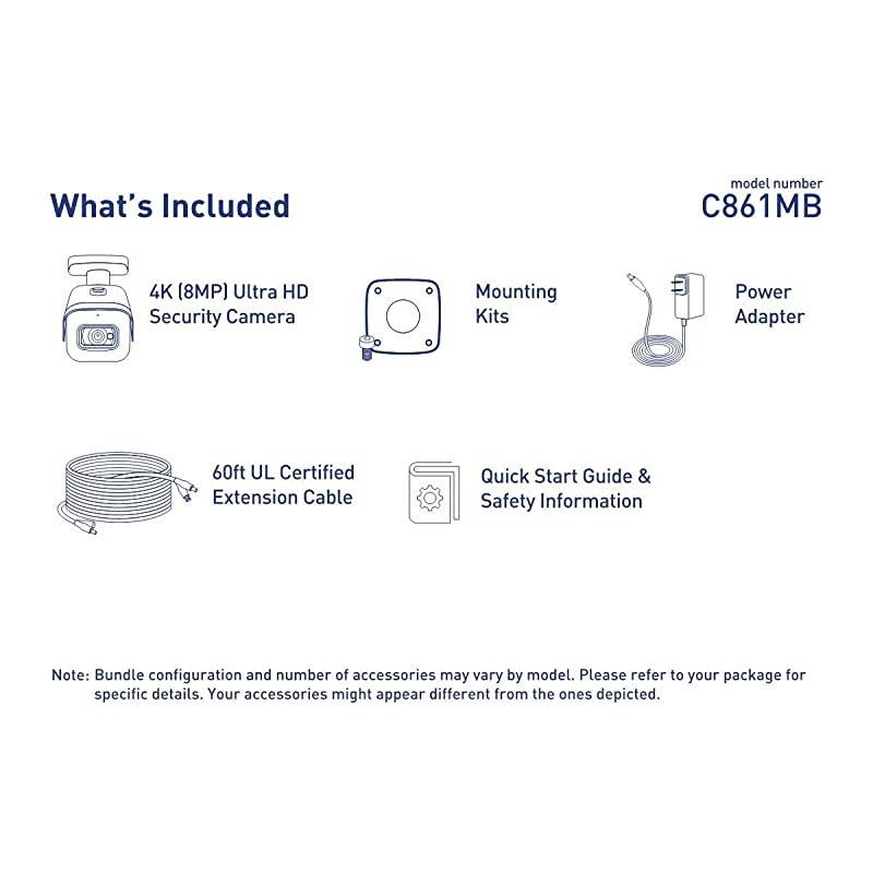 C861MB IndoorOutdoor 4K Ultra HD Analog Metal Security Bullet Camera 28mm 135ft IR Night Vision Color Night Vision Audio Works with D841D841B DV900 LHV5100W Series White