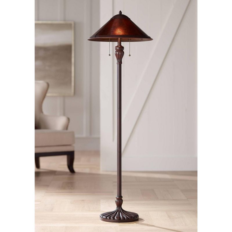 Regency Hill Mission Floor Lamp Rustic Bronze Natural Mica Shade for Living Room Reading Bedroom Office