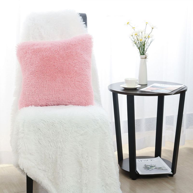 1 Pc 20" x 20" Polyester Fuzzy Decorative Pillow Cover Pink - PiccoCasa