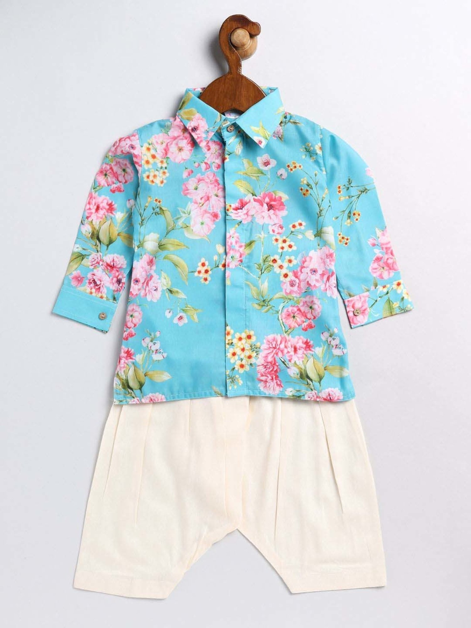 Nino Bambino Kids Navy & White Checks Kurta with Pyjama