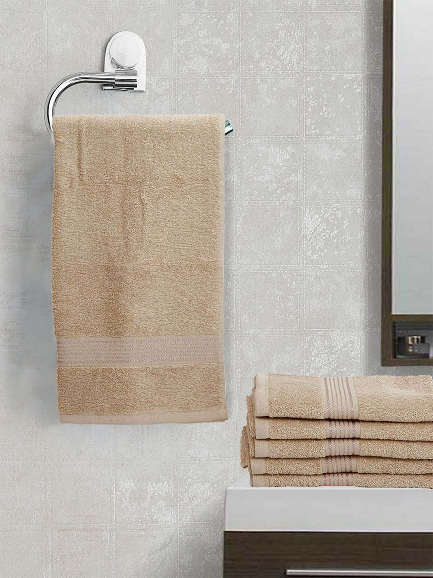 LORENA 100% Cotton Super-Soft Terry Towels -6pc Hand Towel (d`ross) solid-taupe