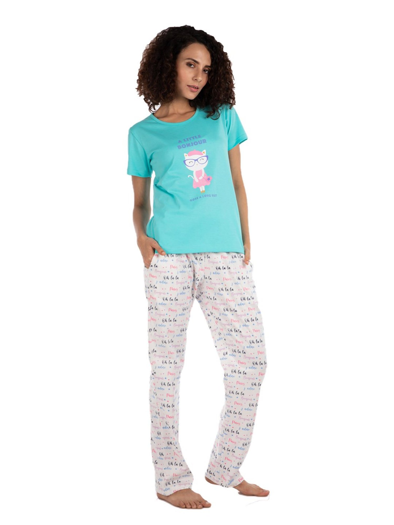Nite Flite Multicolor Printed Top With Pyjamas