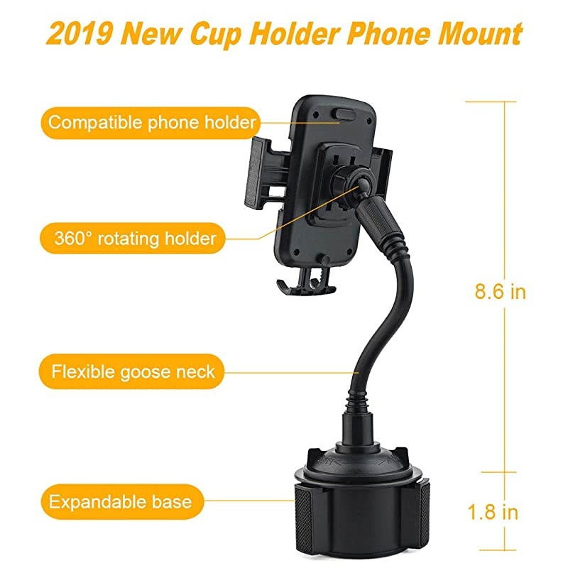 Car Cup Holder Phone Mount  Adjustable Gooseneck Smart Phone Car Cradle for iPhone 7 7P 8 8P X XS XRSamsung Galaxy S10 S9 Huawei Universal Hands Free Phone Holder