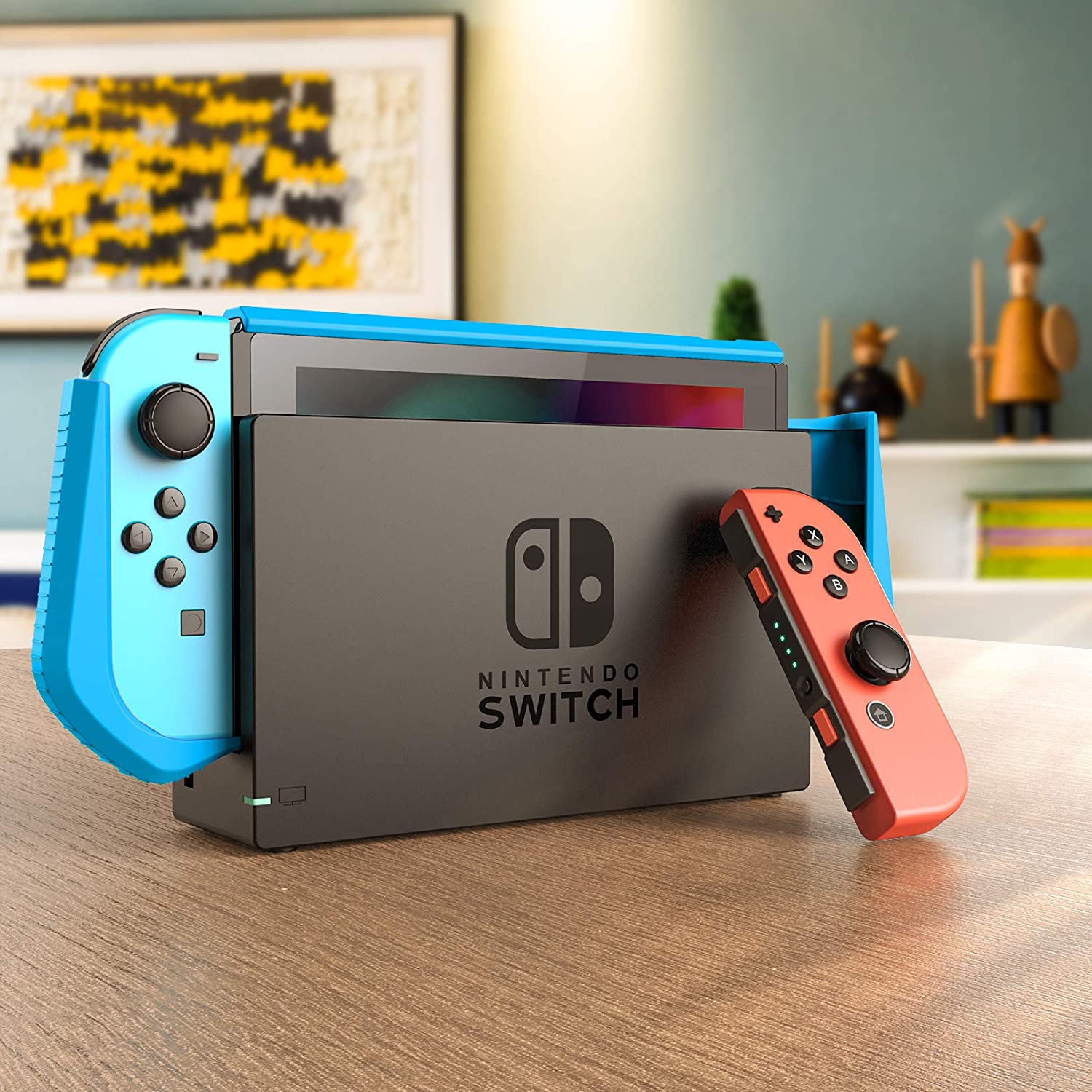 HEYSTOP Case Compatible with Nintendo Switch Case Screen Protector,TPU Protective Heavy Duty Cover Case for Nintendo Switch with Shock Absorption and Anti-Scratch (Blue)