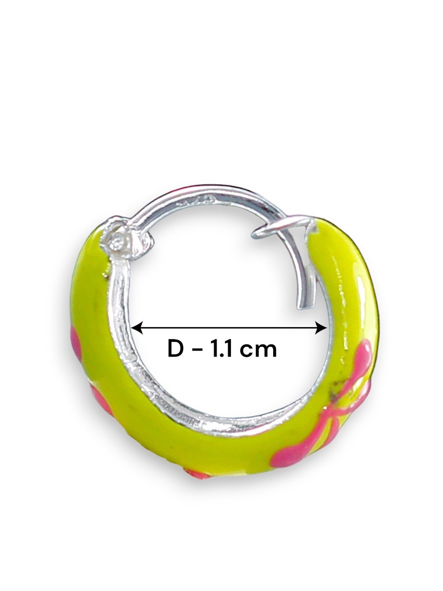 Taraash 92.5 Sterling Silver Enamel Yellow Hoop Earrings for Kids Girls