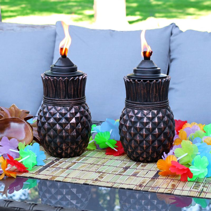 5.5" Petite Lantern Metal Table Torch Black - TIKI
