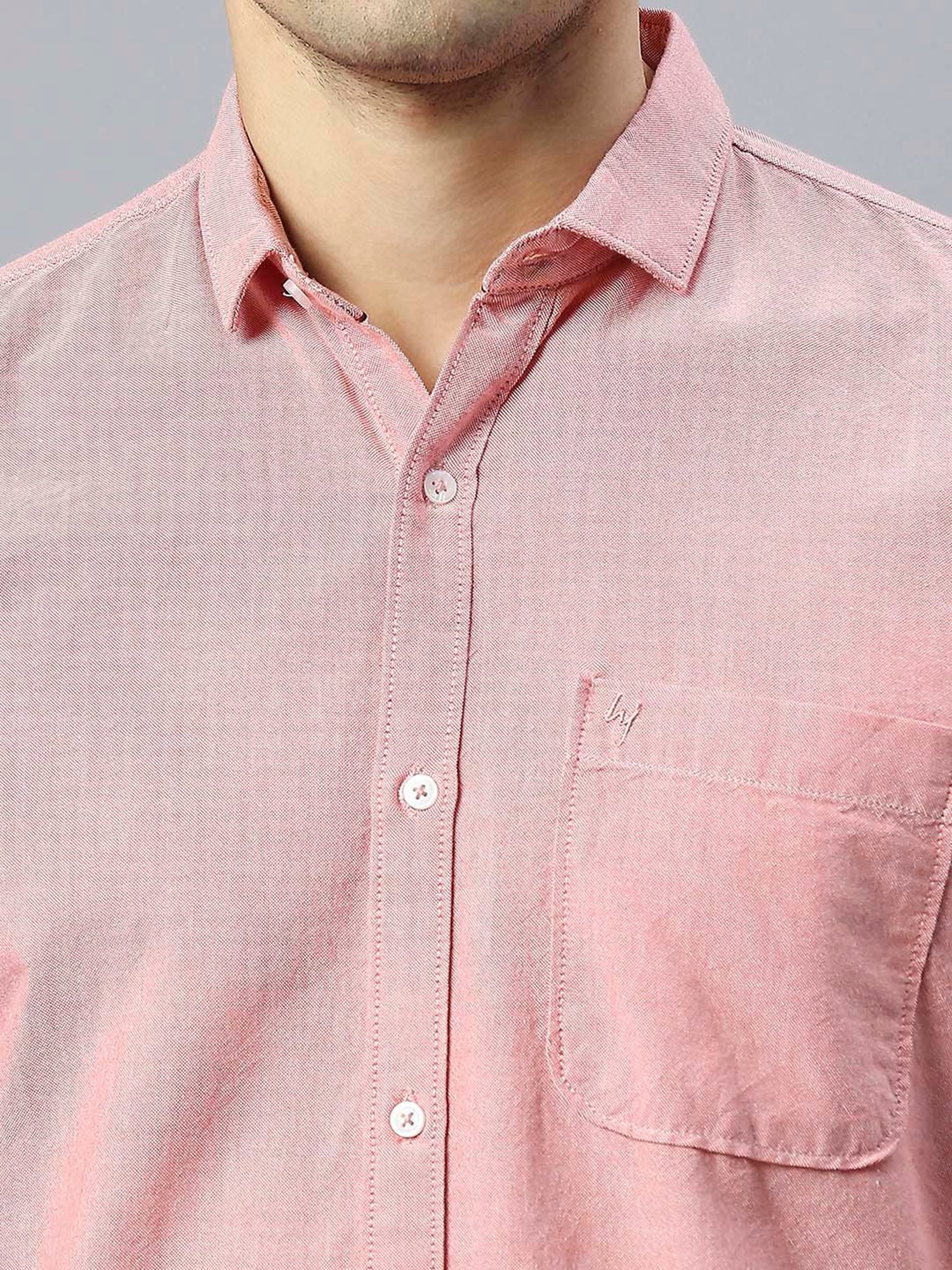 HJ HASASI Pink Slim Fit Cotton Shirt
