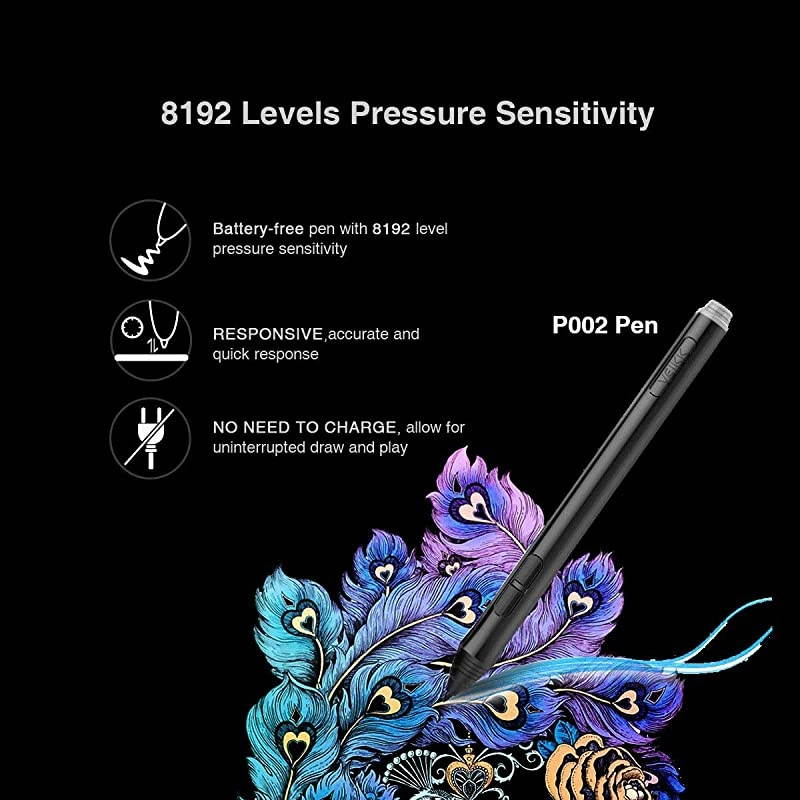 Graphics Drawing Tablet  A15 10x6 Inch Digital Drawing Tablet with Battery-Free Passive Stylus and 12 Shortcut Keys,20 Nibs and 1 Artist Glove (8192 Levels Pressure)