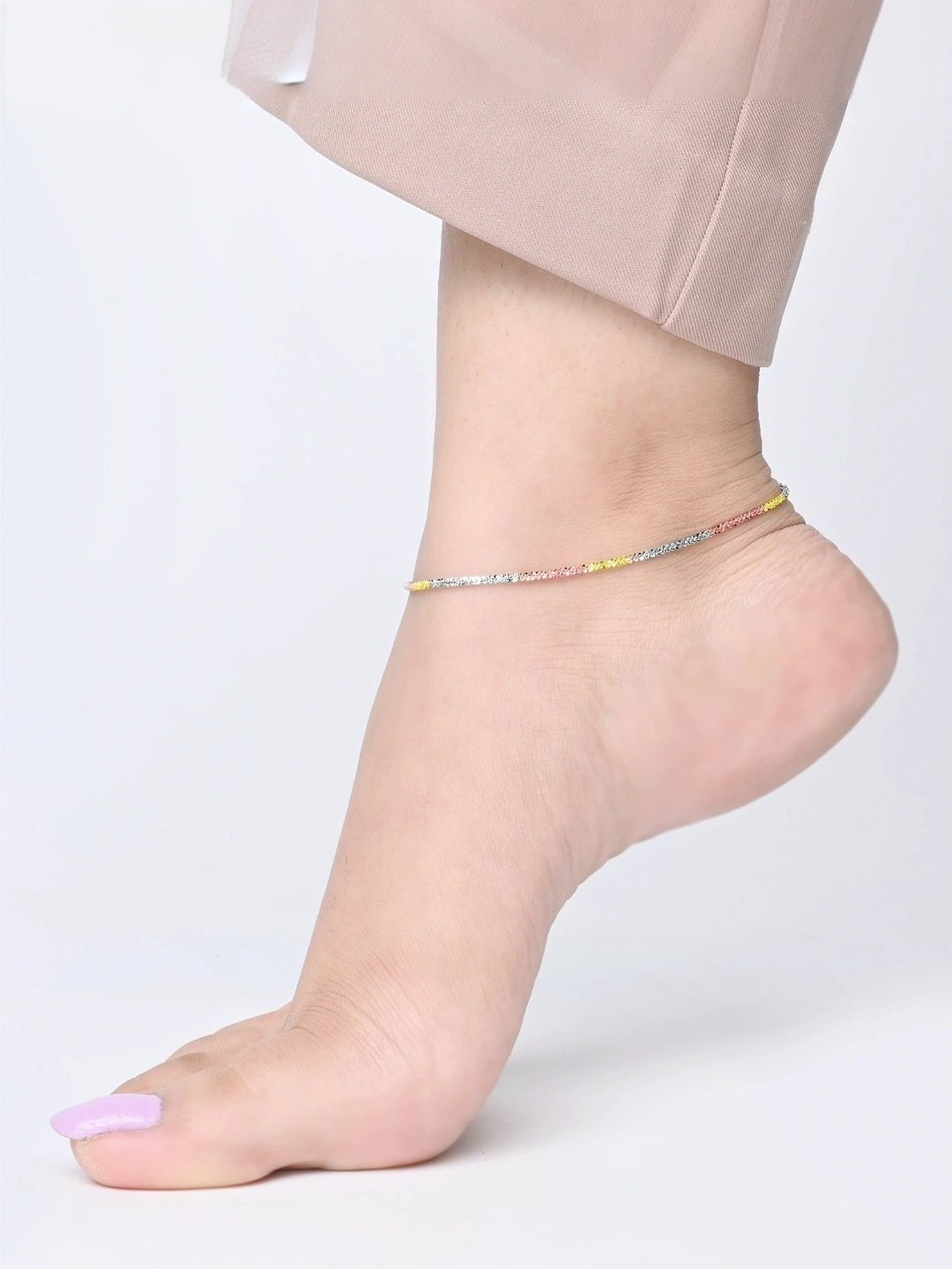 Touch925 Triple Shade Fancy Silver Anklet for Women
