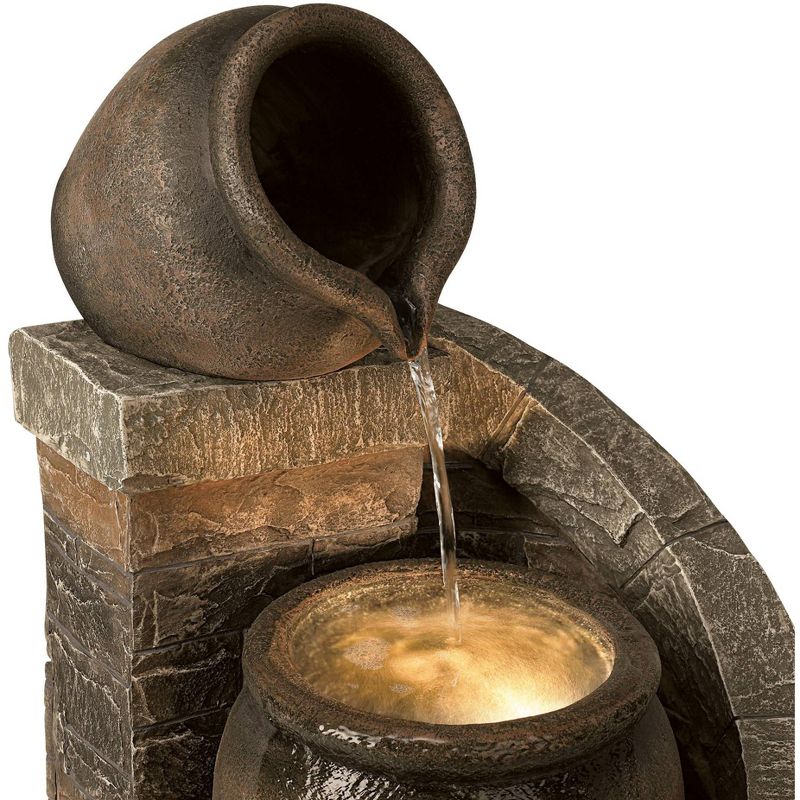 John Timberland Rustic Outdoor Floor Water Fountain with Light LED 35" High Planter Box Cascading for Yard Garden Patio Deck Home