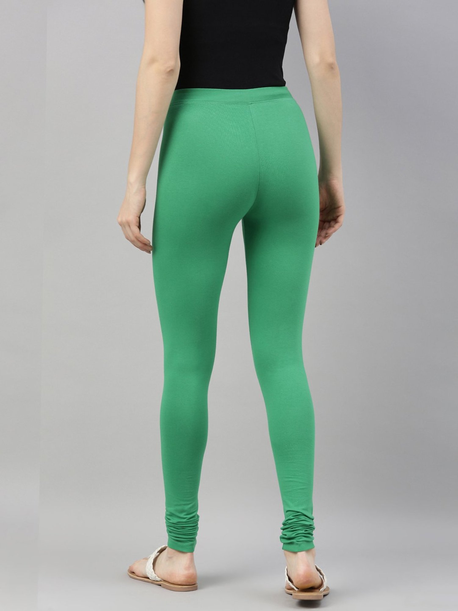 TWIN BIRDS Green Cotton Leggings