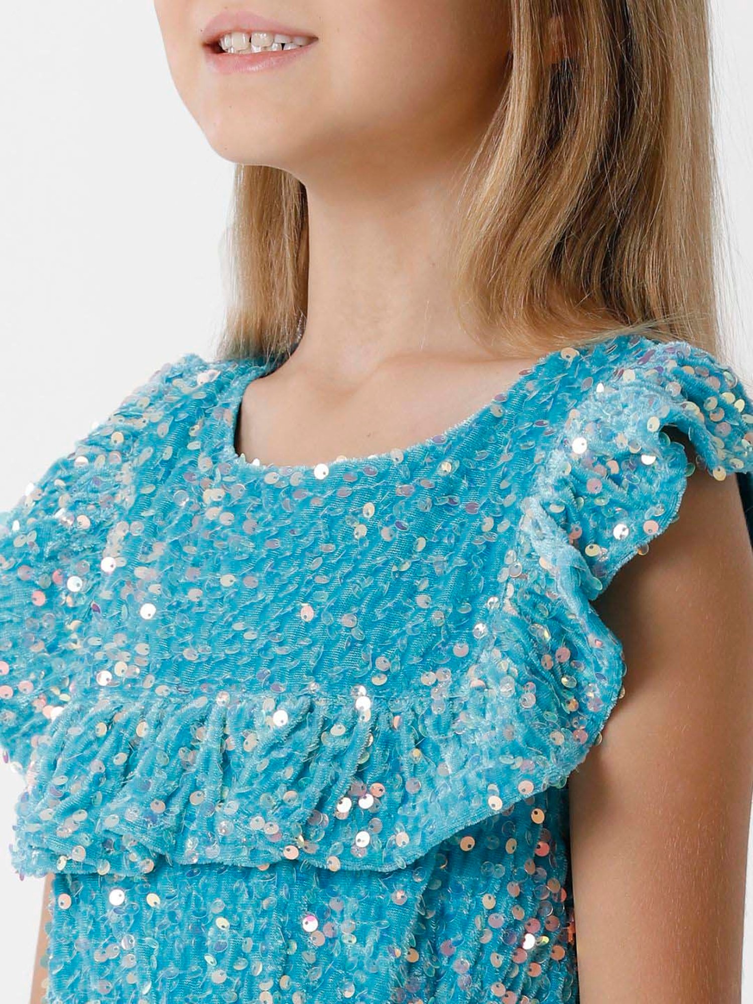 Kate & Oscar Kids Blue Embellished Dress