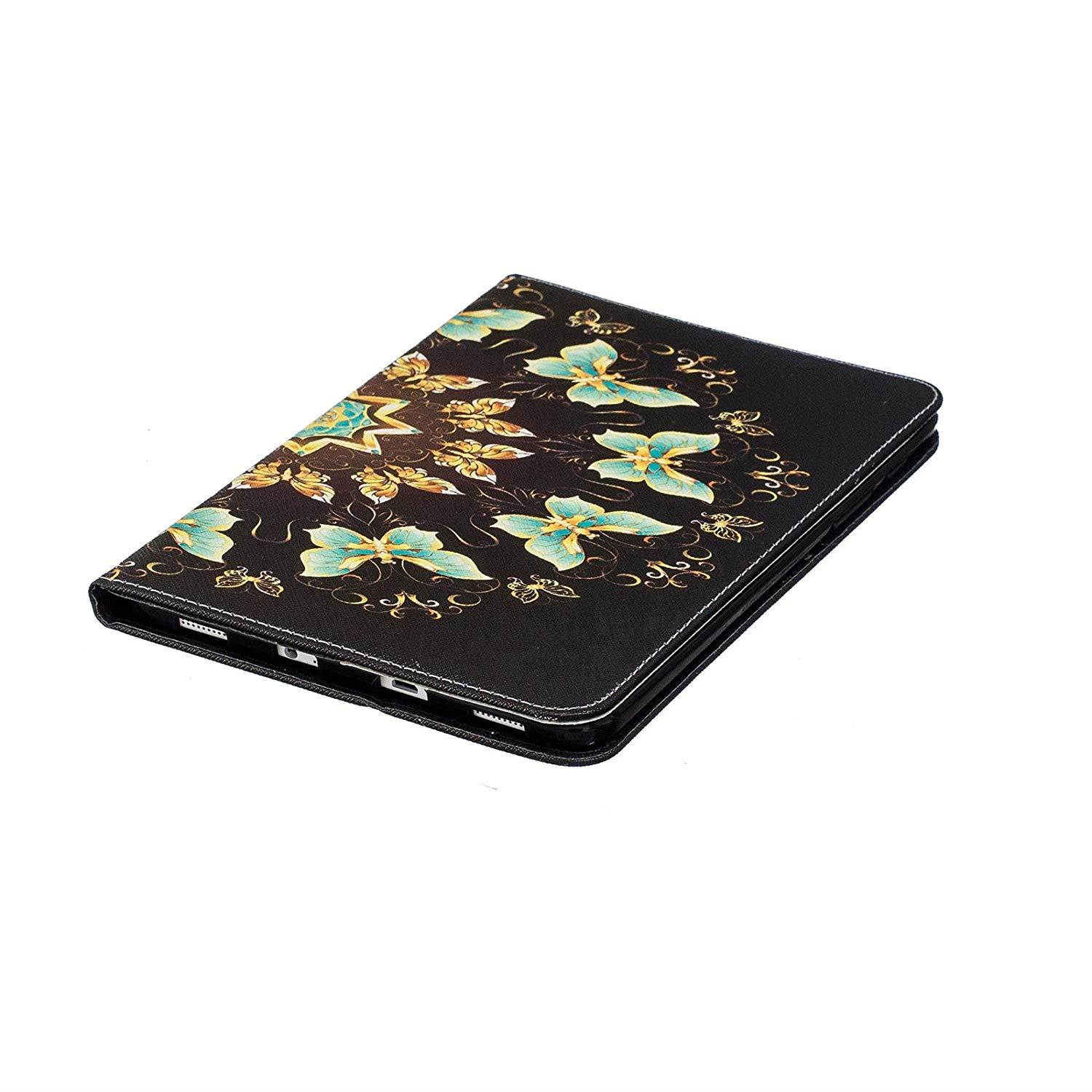 UUcovers Samsung Galaxy Tab S2 8.0 Case, Ultra Slim PU Leather Stand Smart Wallet Case with Cards/Cash Holder for Samsung Galaxy Tab S2 8.0 Tablet (SM-T710/T715), Brown Cover with Green Butterfly