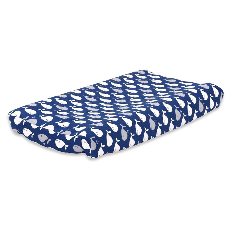 The Peanutshell Whale Changing Pad Cover - Navy